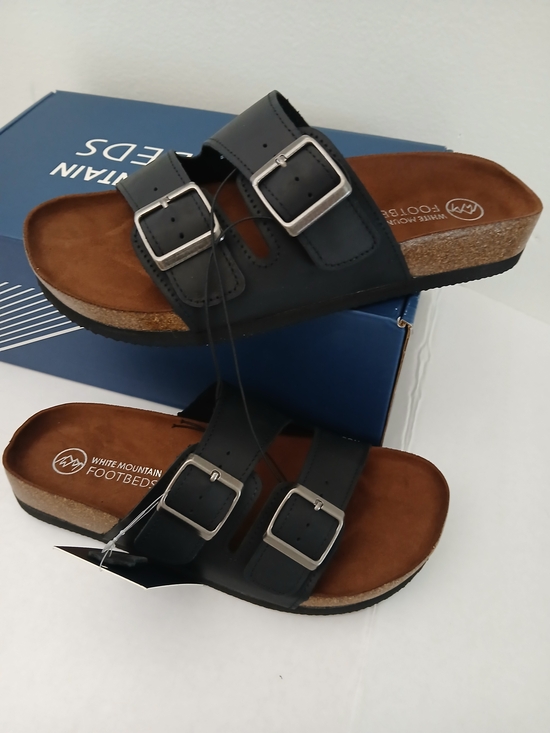 White Mountain Shoes - White Mountain Women's Black Double-Buckle Slide Sandals Size 8 $30